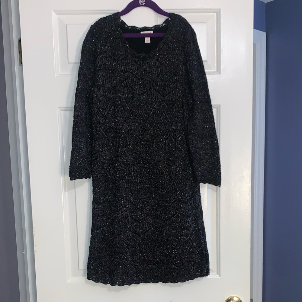 Black sparkle crochet dress